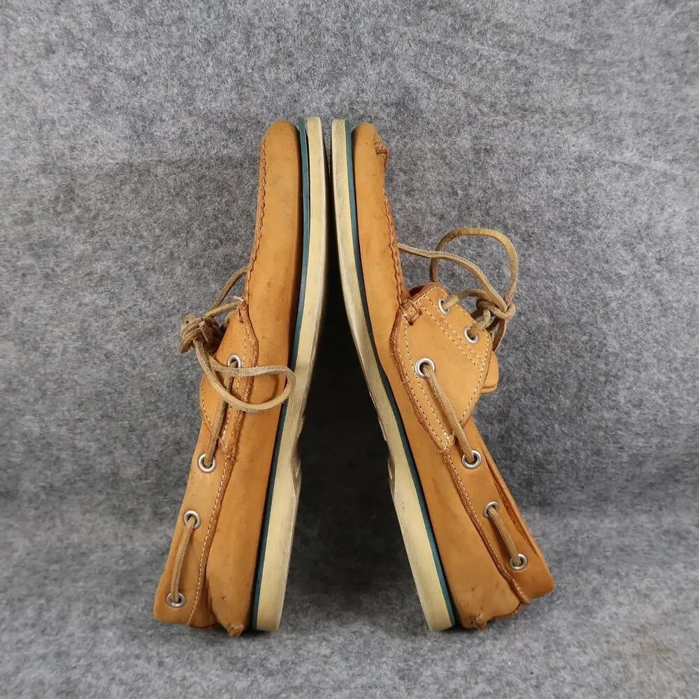 Timberland Boat Shoes Mens 9 Leather Casual Moc Toe Two Eye Brown Retro Classic